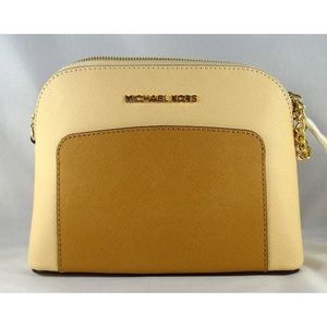 Michael Kors Jet Set Cindy Pocket Dome Nude Peanut Leather Crossbody